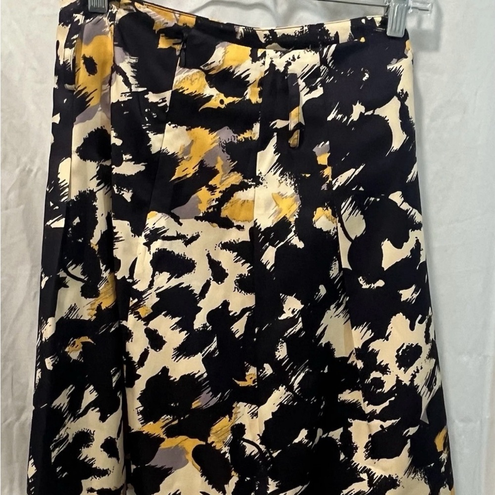 The Limited Size Medium Black and Gold Abstract Midi Skirt